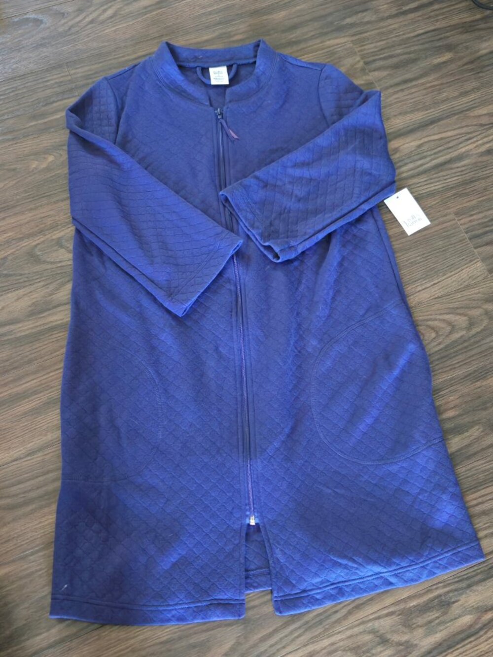 CROFT & BARROW Navy Blue Quilted Zipper Robe NWT/SIZE S